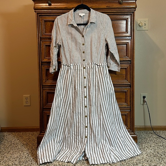 J Jill Love Linen Striped Dress - mordernwear.com J Jill Love Linen Striped Dress - mordernwear.com